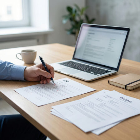 Bewerbungsservice mit Optimierung von Lebenslauf und Anschreiben am Arbeitsplatz.